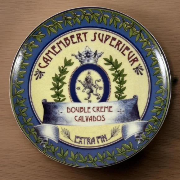 Pottery Barn Vintage Label Cheese Plate – Camembert Supérieur Motif - Picture 2 of 5